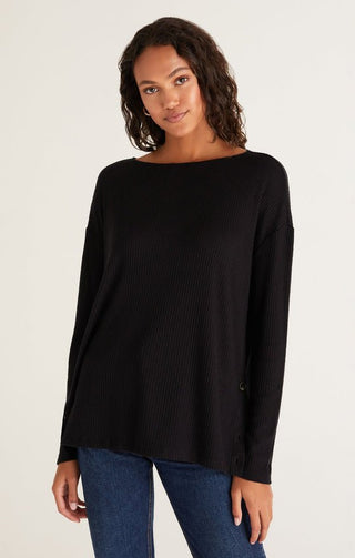 Z Supply Stanton High Slit Top in Black - The South Apparel